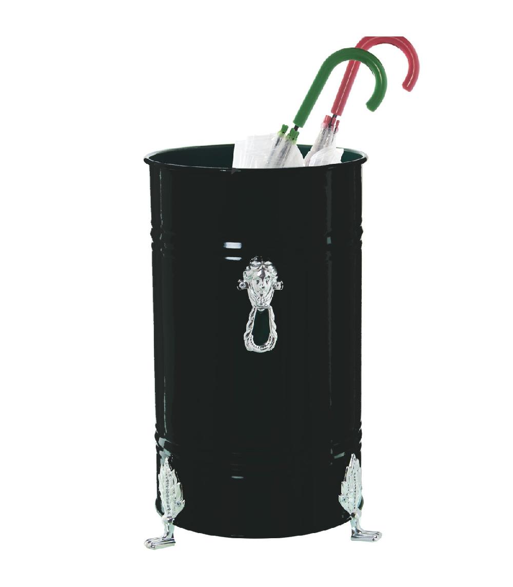 Wadiga Porte Parapluie Rond En Métal Noir Et Argenté 23x23x43cm