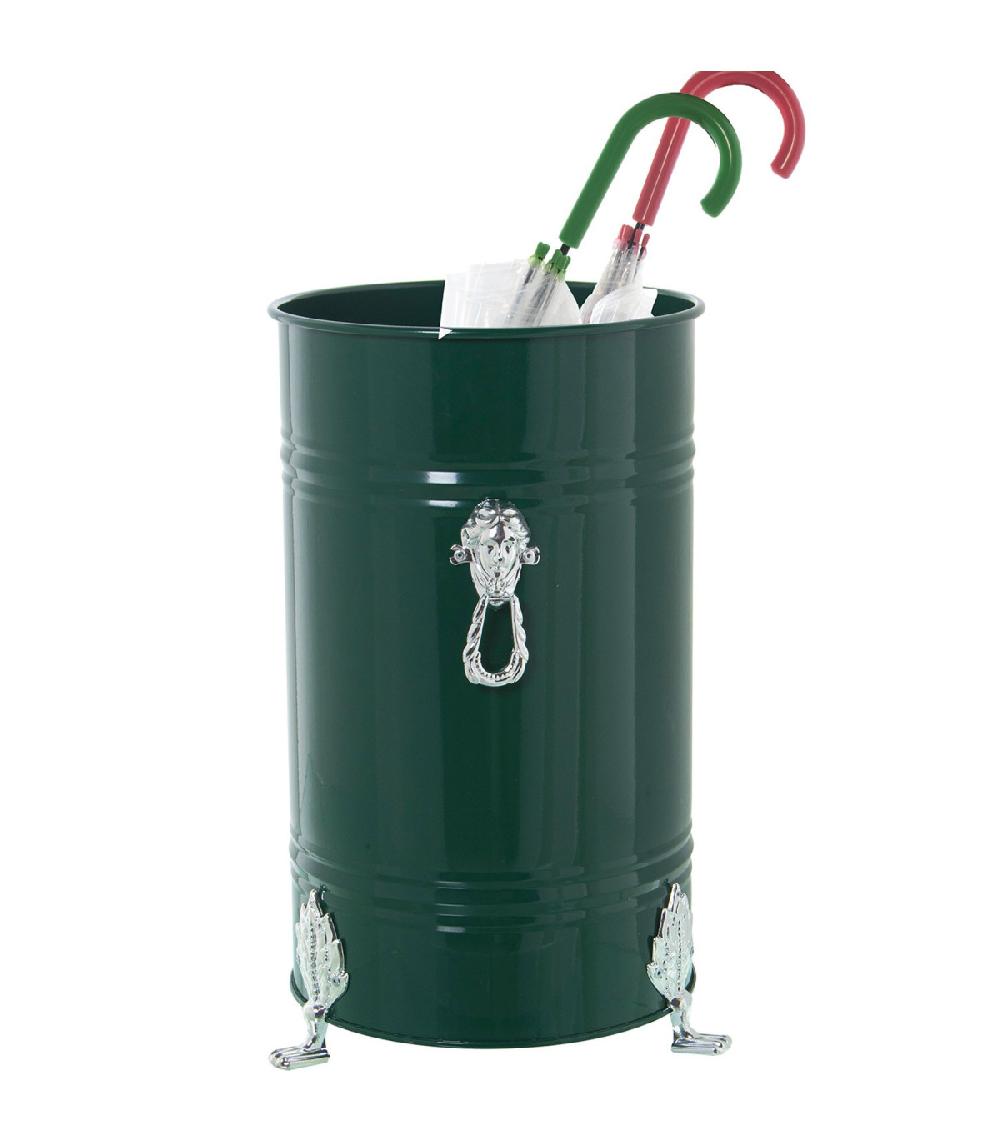 Wadiga Porte Parapluie Rond En Métal Vert Et Argenté 23x23x43cm