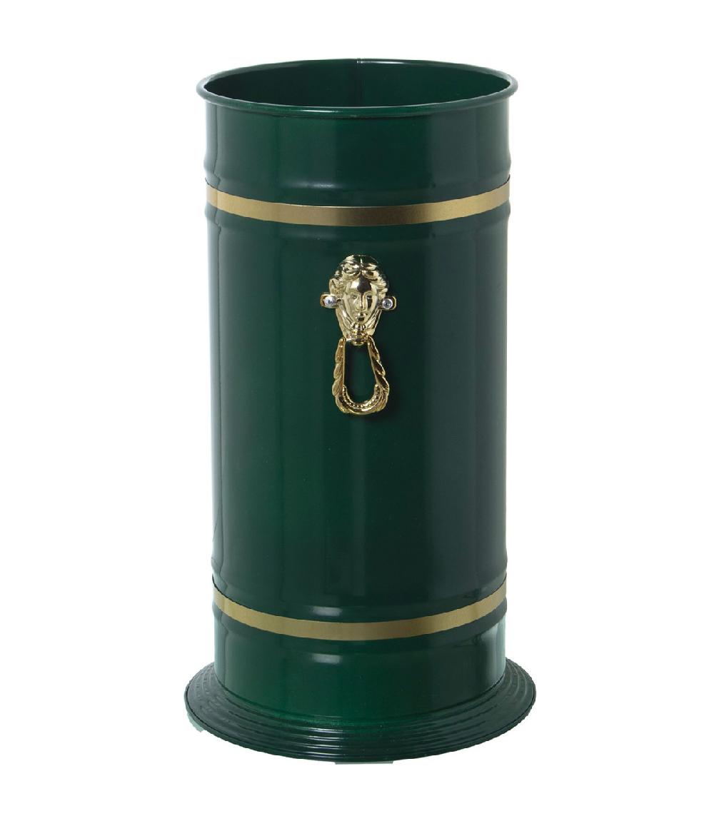 Wadiga Porte Parapluie Rond En Métal Vert Et Doré 23x23x40cm