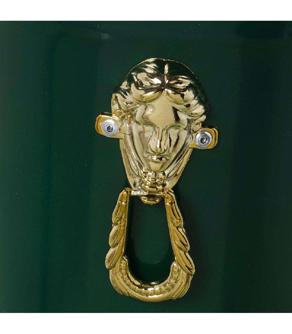 Wadiga Porte Parapluie Rond En Métal Vert Et Doré 23x23x40cm