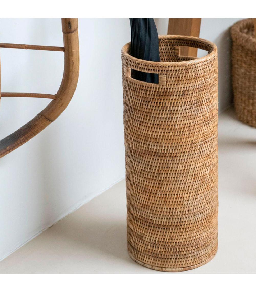 Wadiga Porte-parapluies Rond En Rotin Tressé 23x23x53cm