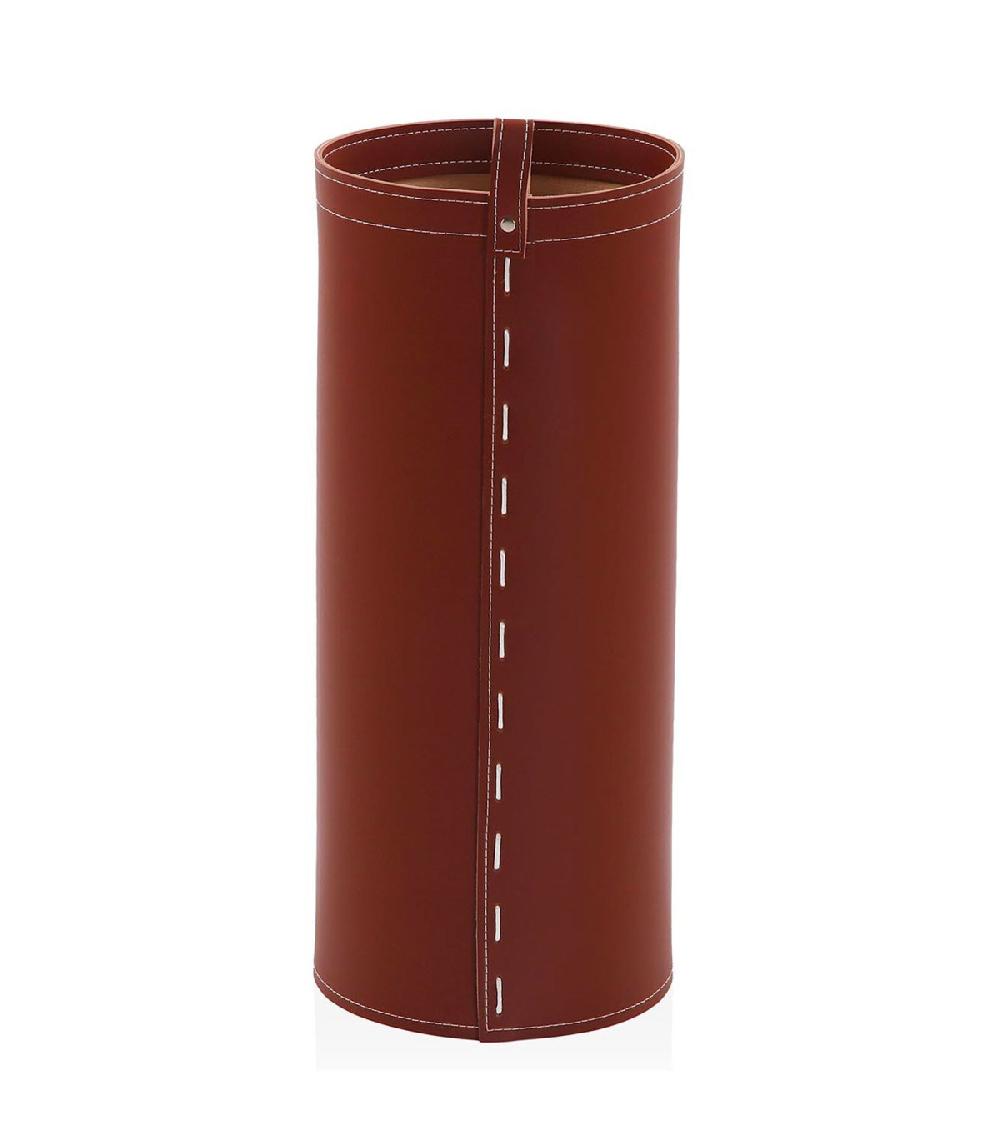 Wadiga Porte-parapluies Rond En Similicuir Marron 20x20x48cm