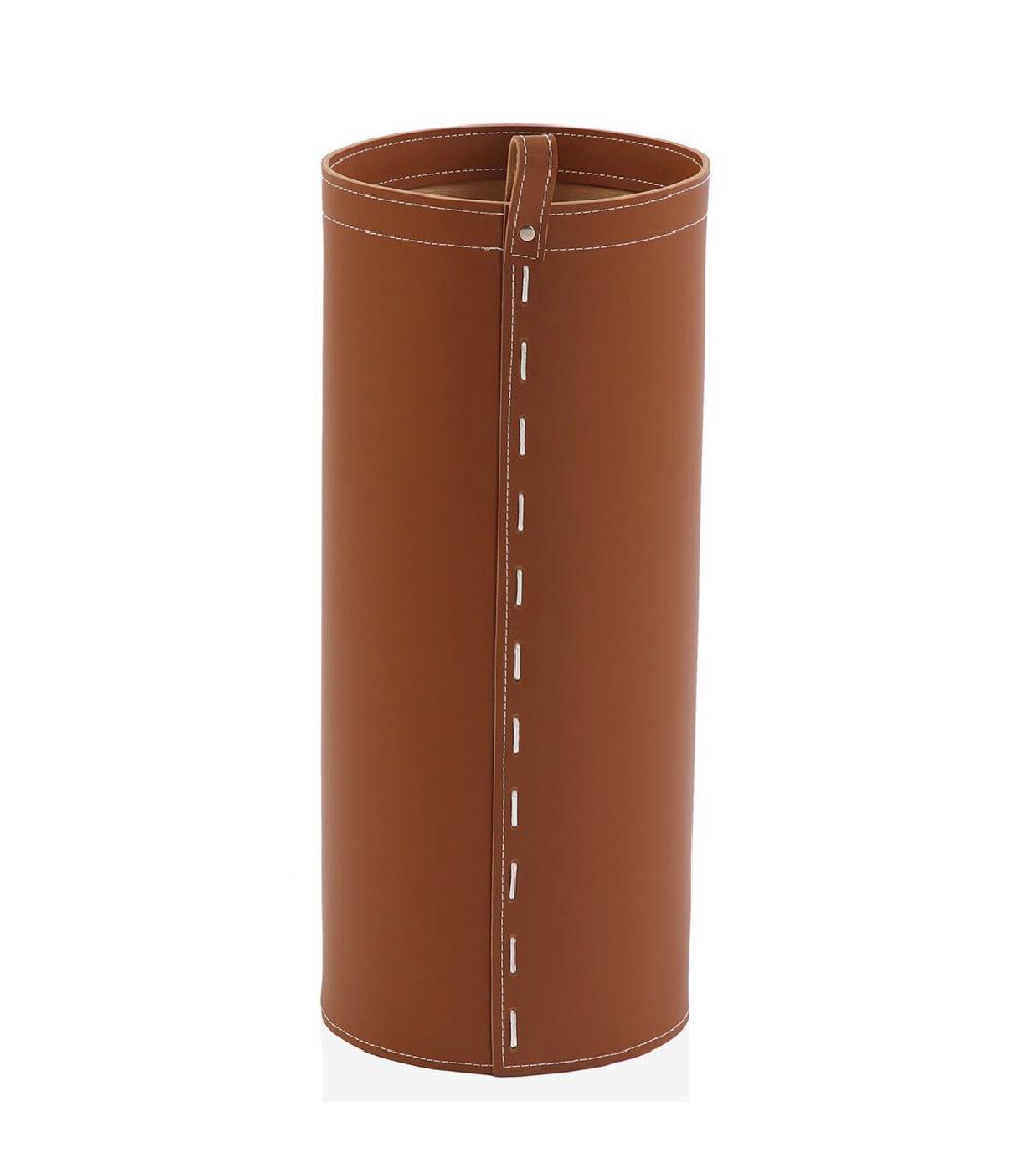 Wadiga Porte-parapluies Rond En Similicuir Terracotta 20x20x48cm