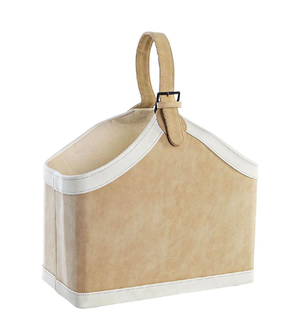 wadiga Porte-revues à poser en similicuir beige crème