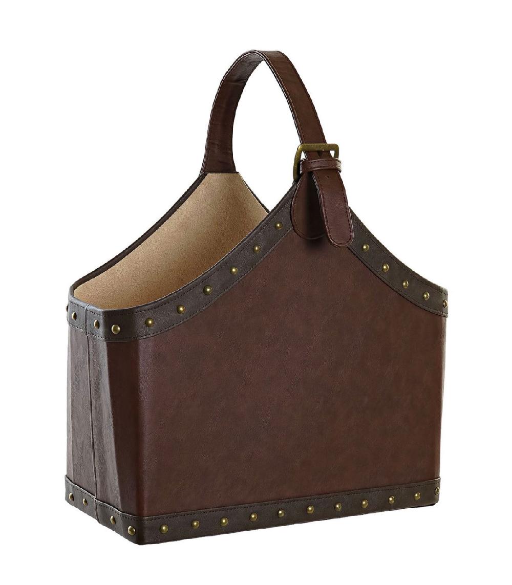 wadiga Porte-revues à poser en similicuir marron foncé