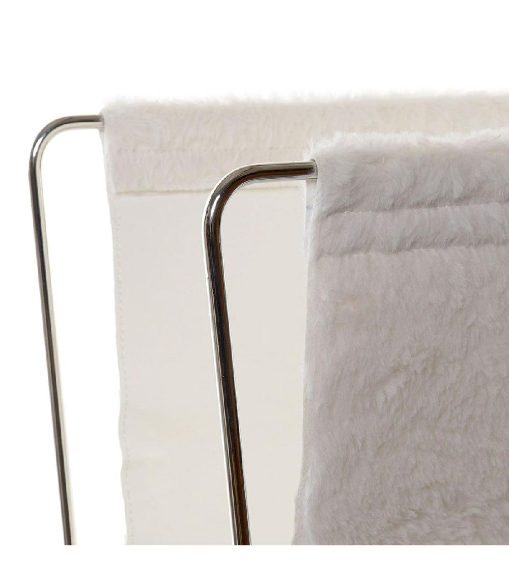 Wadiga Porte Revues En Métal Chromé Et Tissu Velours Blanc