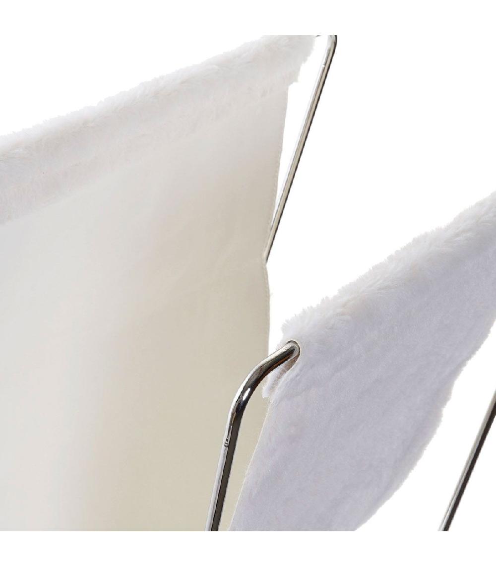 Wadiga Porte Revues En Métal Chromé Et Tissu Velours Blanc