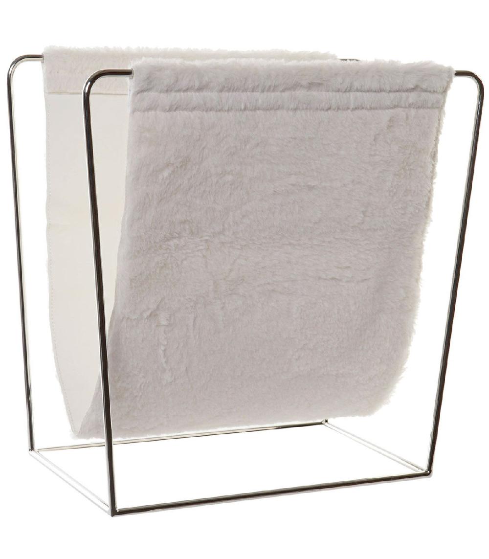 wadiga Porte revues en métal chromé et tissu velours blanc