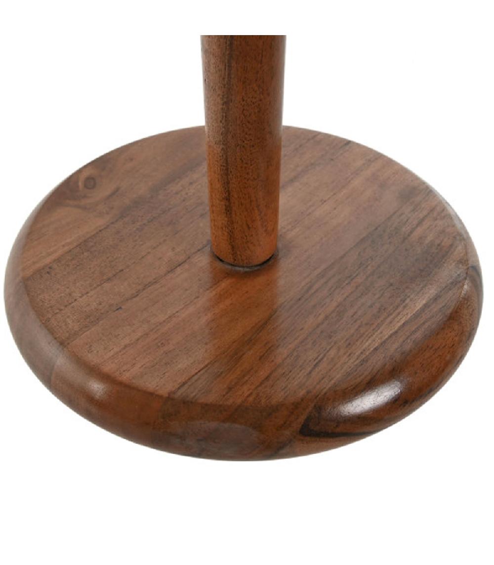 Wadiga Porte Rouleau Essuie-tout Bois D'acacia Et Inox Doré 18x18x36.5cm