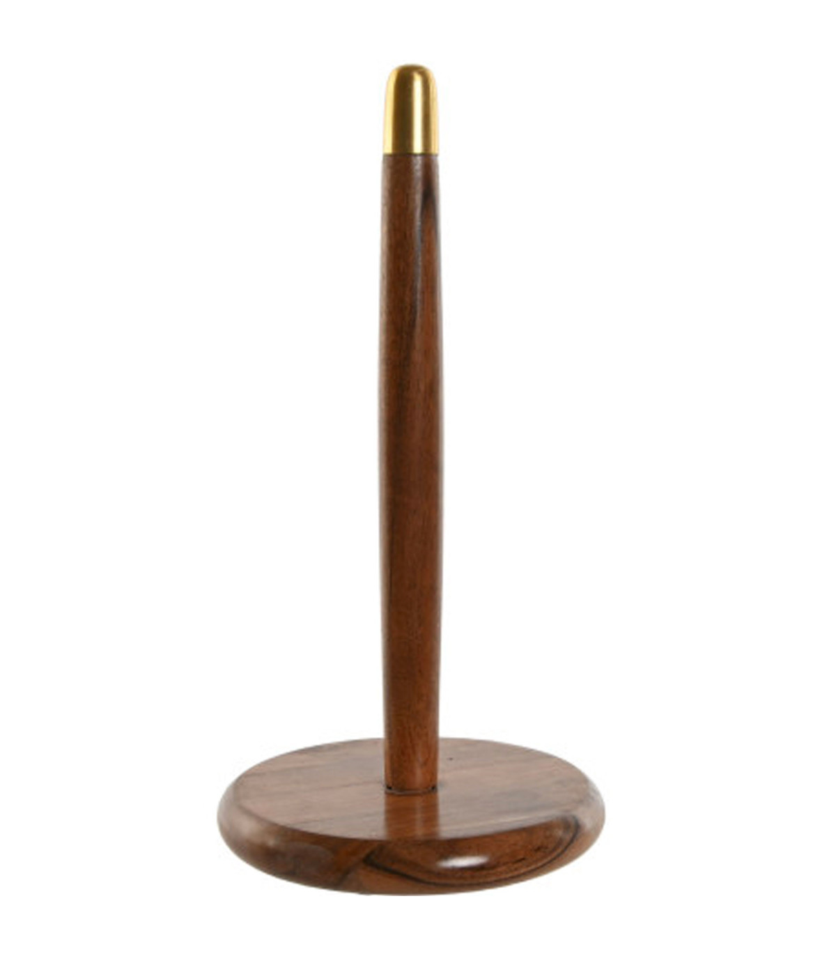 wadiga Porte rouleau essuie-tout bois d'acacia et inox doré 18x18x36.5cm