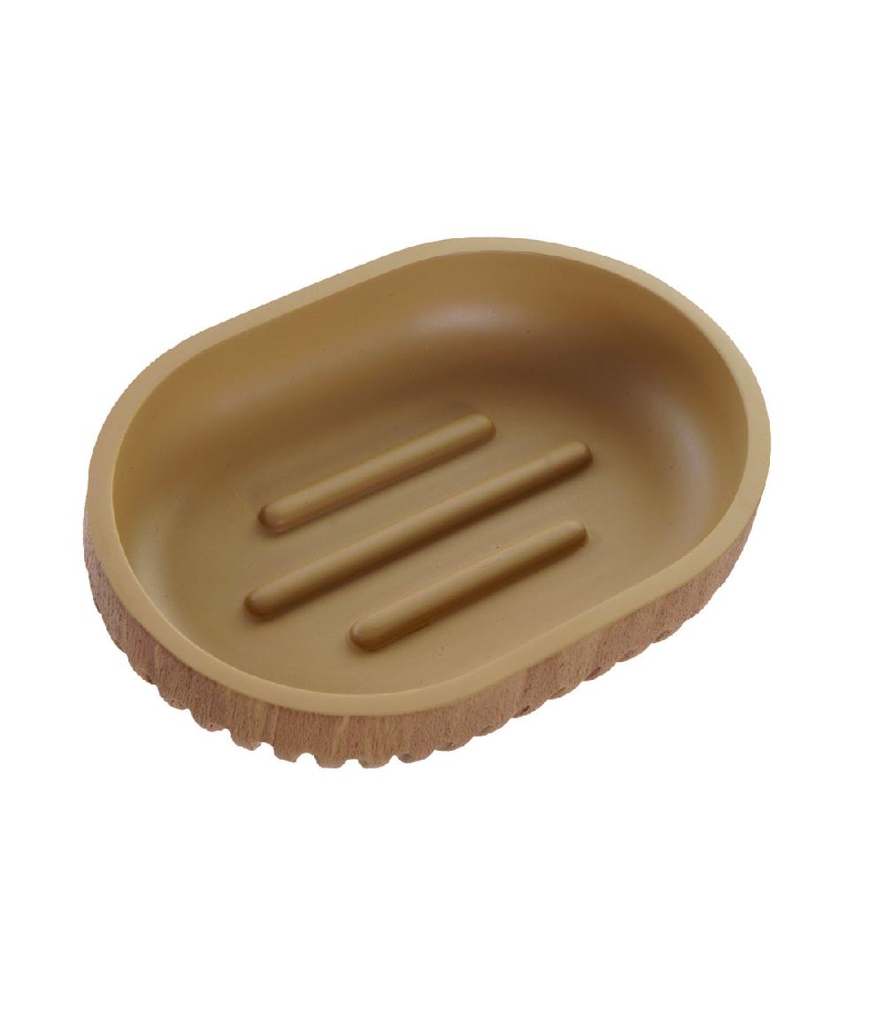 Wadiga Porte Savon En Résine Effet Bois 12.5x8.5x2.5cm