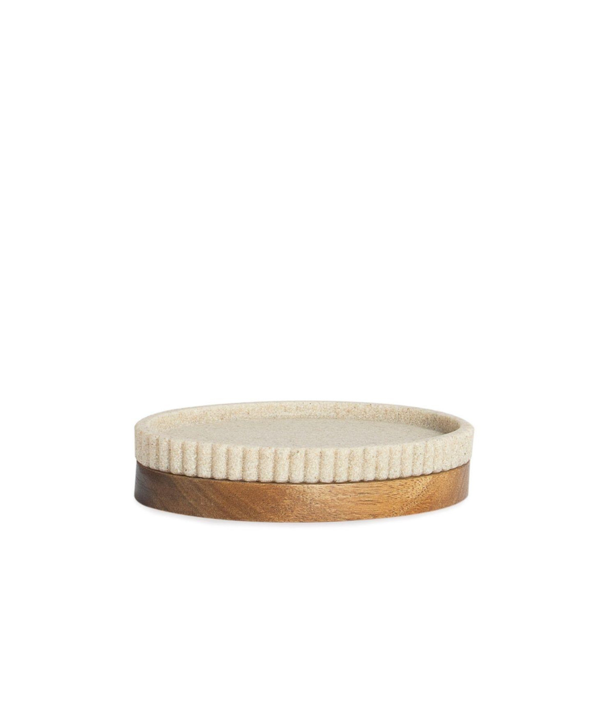 wadiga Porte savon polyrésine beige et acacia - 14x9.5x3cm