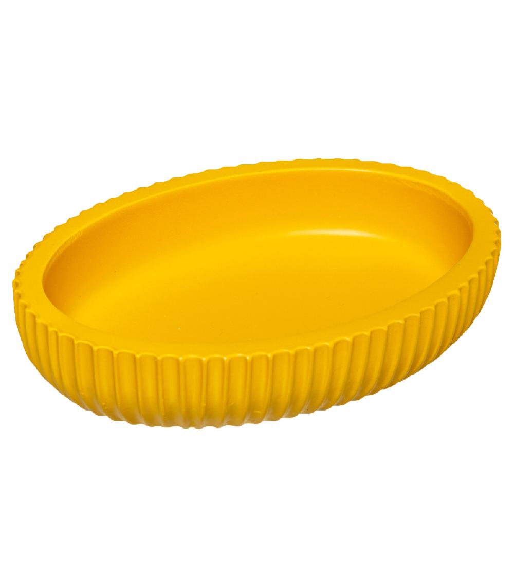Wadiga Porte Savon Polyrésine Jaune Et Bambou - 12.5x9x2.5cm