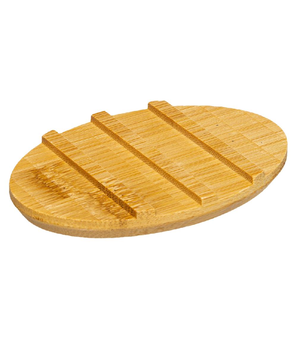 Wadiga Porte Savon Polyrésine Jaune Et Bambou - 12.5x9x2.5cm