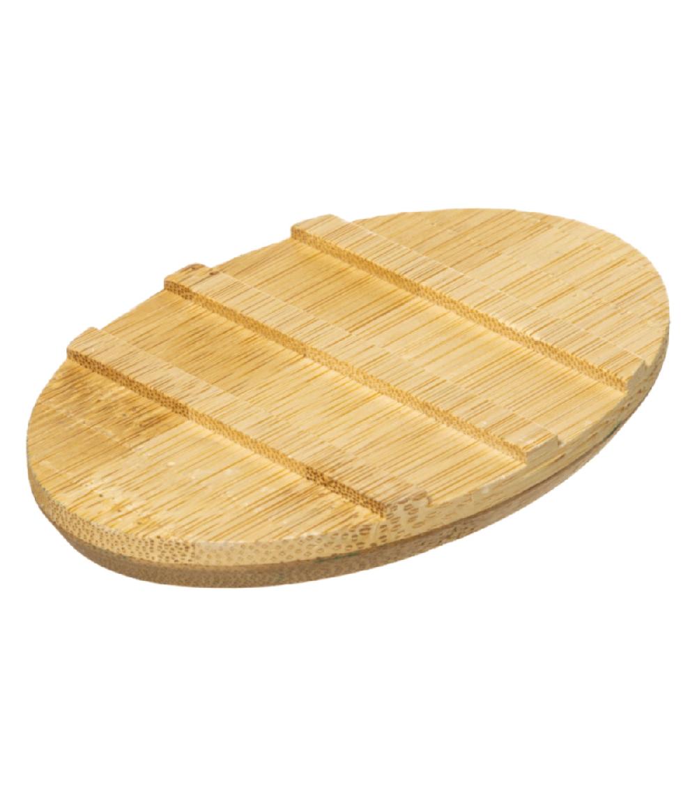 Wadiga Porte Savon Polyrésine Vert Pétrole Et Bambou - 12.5x9x2.5cm