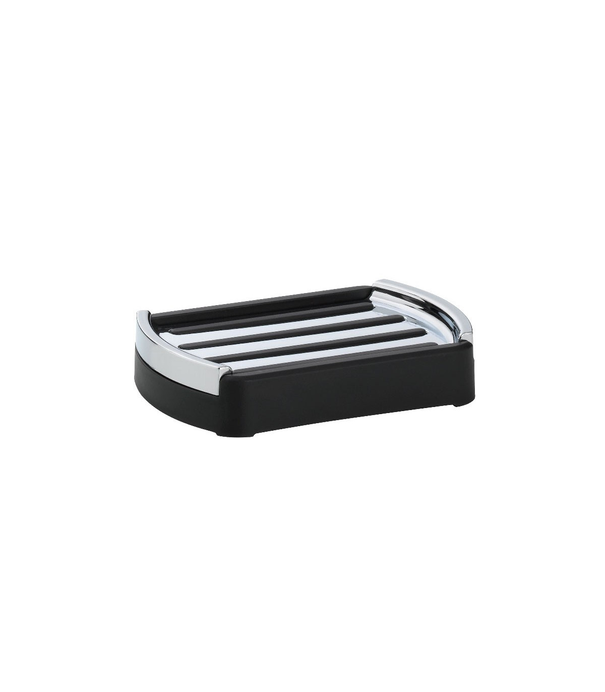wadiga Porte Savon Rectangulaire Noir et Argenté Marta