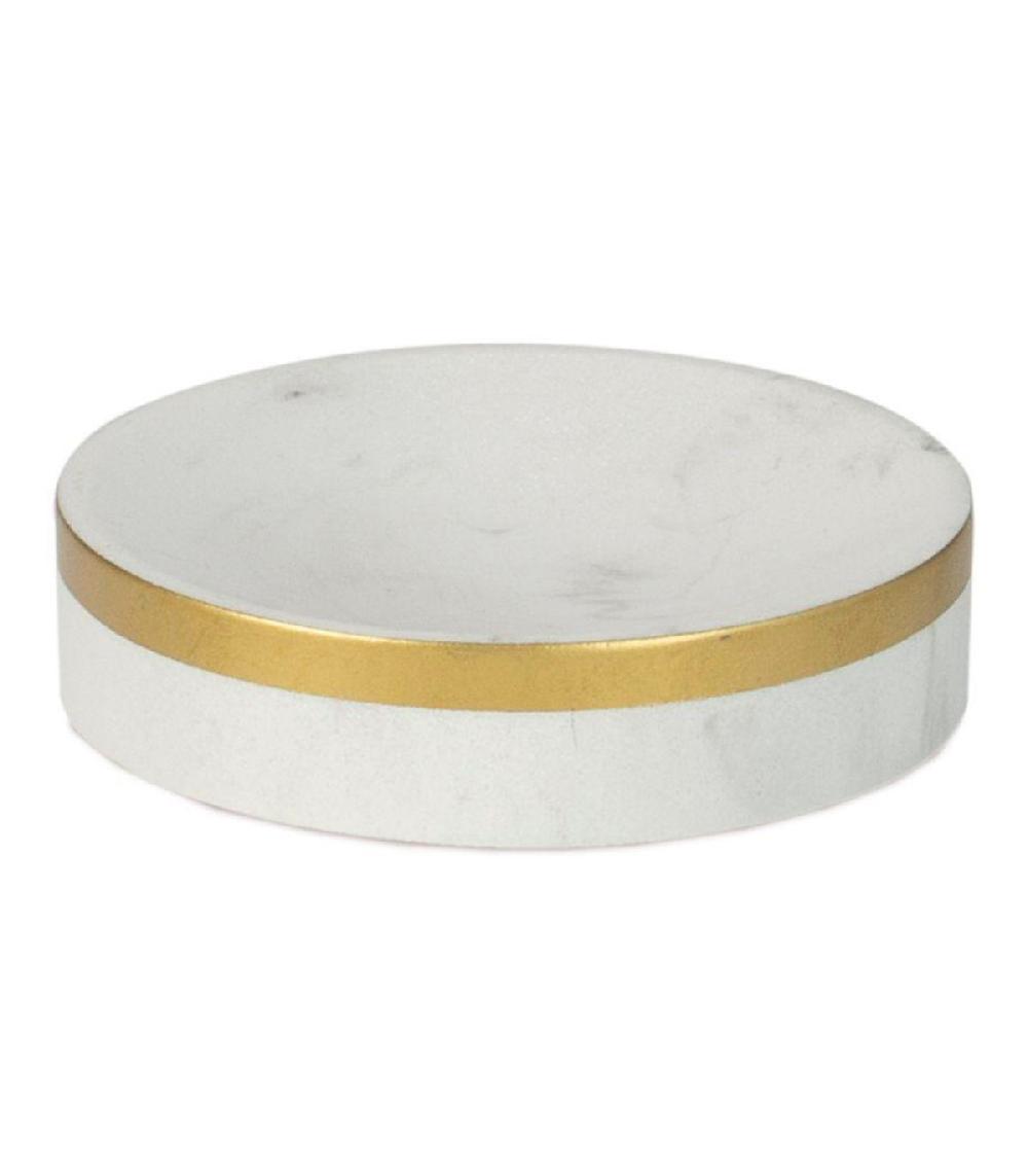 Wadiga Porte Savon Résine Effet Marbre Blanc Et Doré