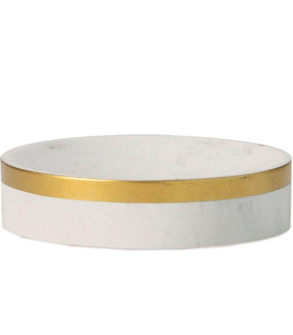 wadiga Porte savon résine effet marbre blanc et doré