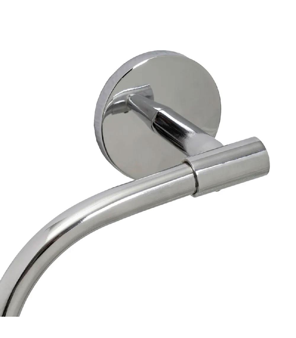 Wadiga Porte-serviette Mural Anneau En Métal Chromé 22x7x16cm