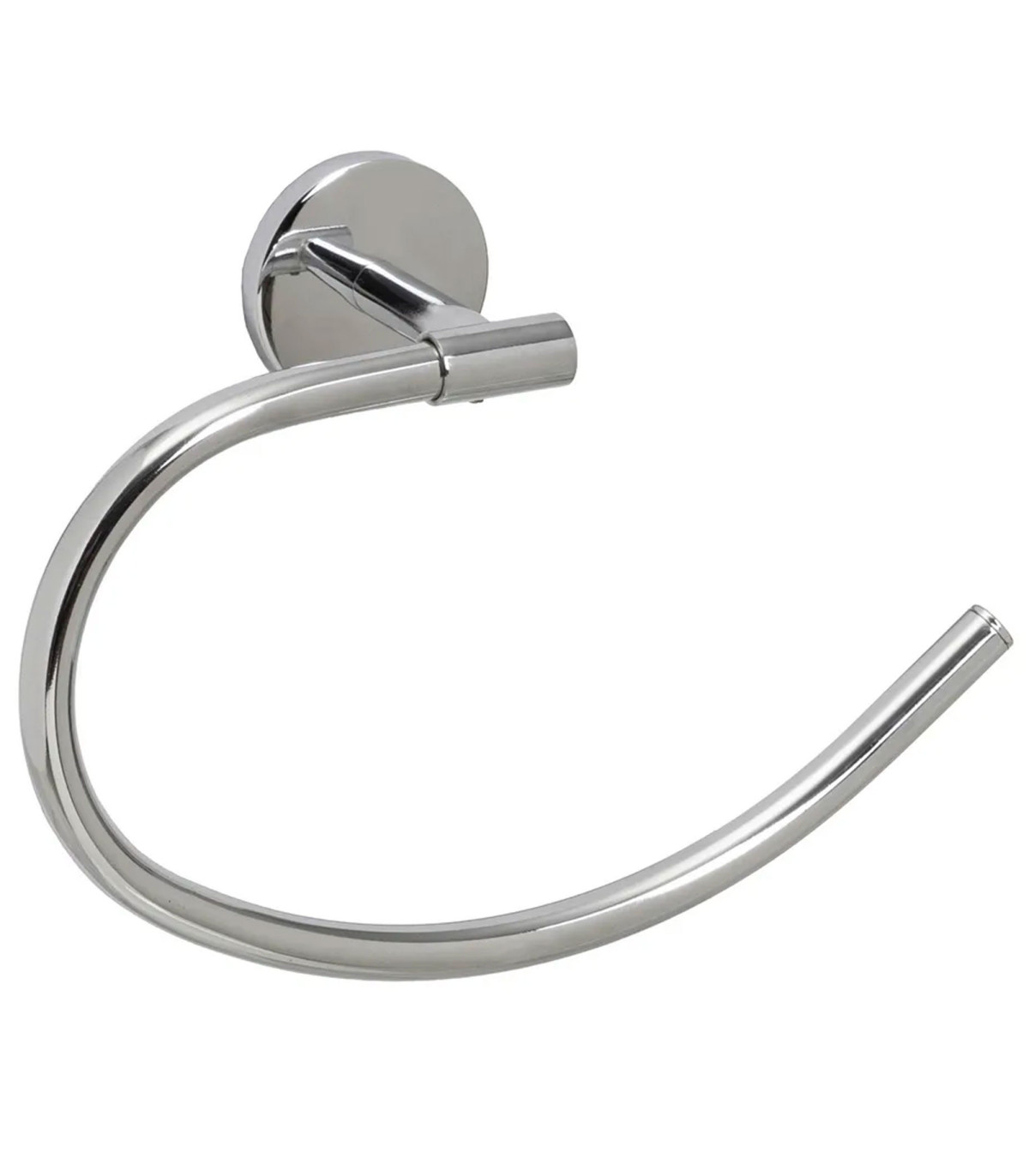 wadiga Porte-serviette mural anneau en métal chromé 22x7x16cm