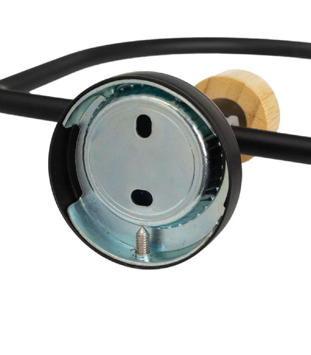 Wadiga Porte-serviette Mural Anneau En Métal Noir Et Bambou 17x9x18cm