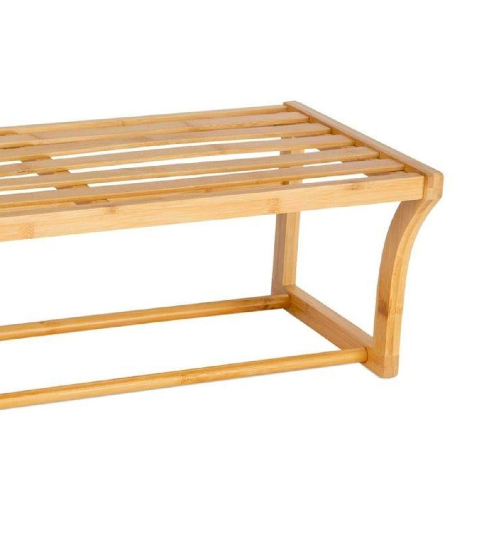 Wadiga Porte-serviette Mural Bambou Avec étagère - 60x25.5x20.5cm