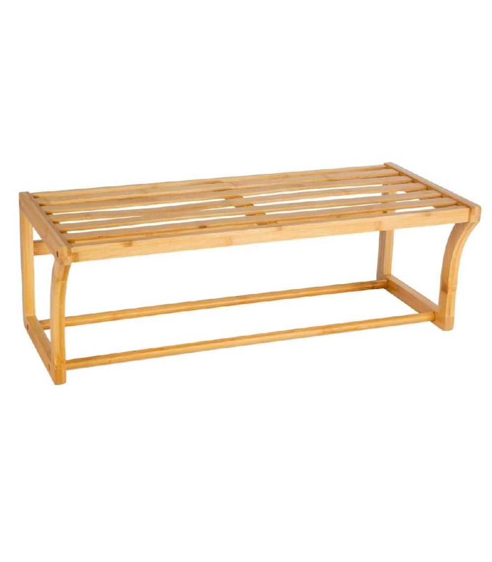 wadiga Porte-serviette mural bambou avec étagère - 60x25.5x20.5cm