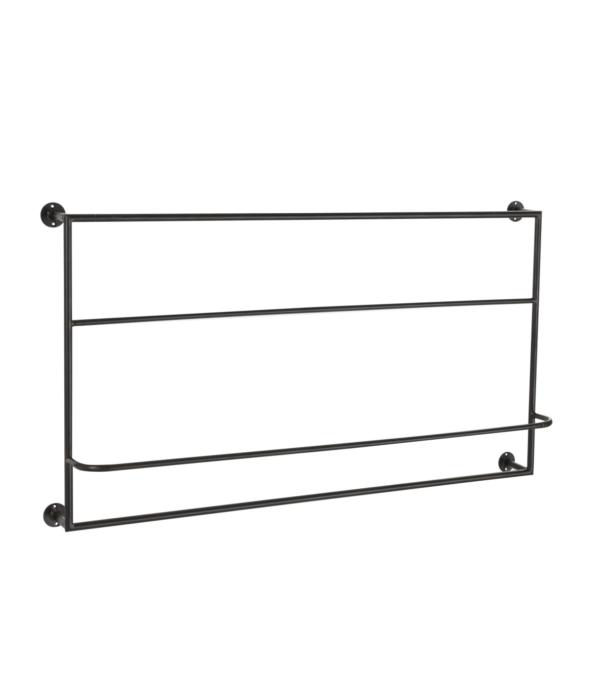 wadiga Porte-serviette mural en métal noir - 93x16 5x53cm