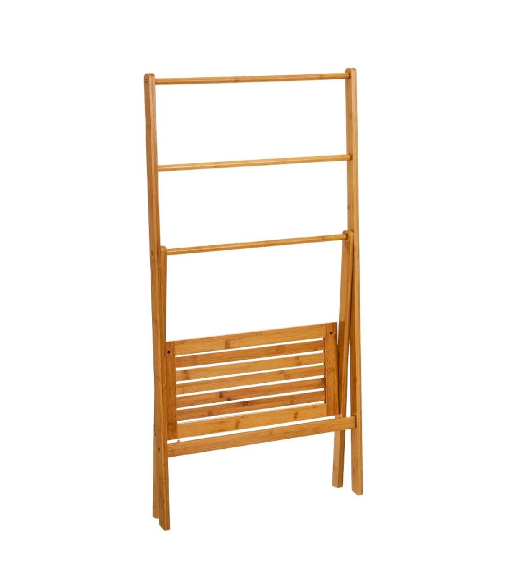 Wadiga Porte Serviette Sur Pied En Bambou Avec étagère
