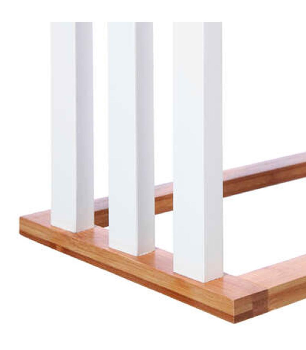 Wadiga Porte Serviette Sur Pied En Bambou Bicolore 3 Bras - 55x24x82cm