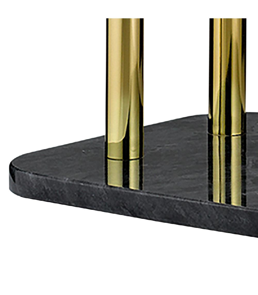 Wadiga Porte-serviette Sur Pied En Marbre Noir Et Métal Doré