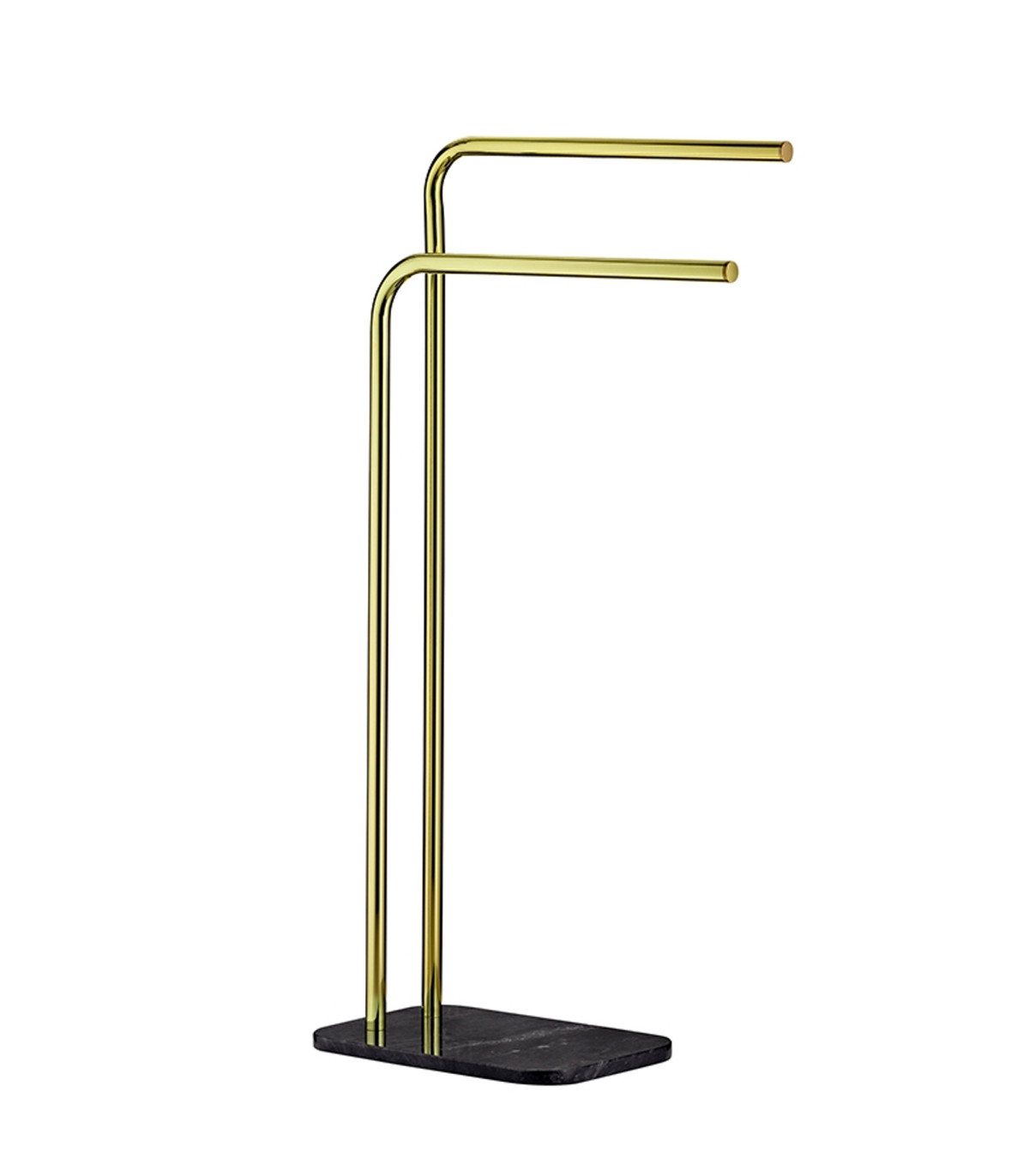 wadiga Porte-serviette sur pied en marbre noir et métal doré