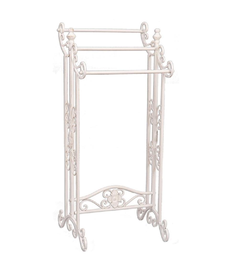 wadiga Porte serviette sur pied en métal blanc 40x37x91cm