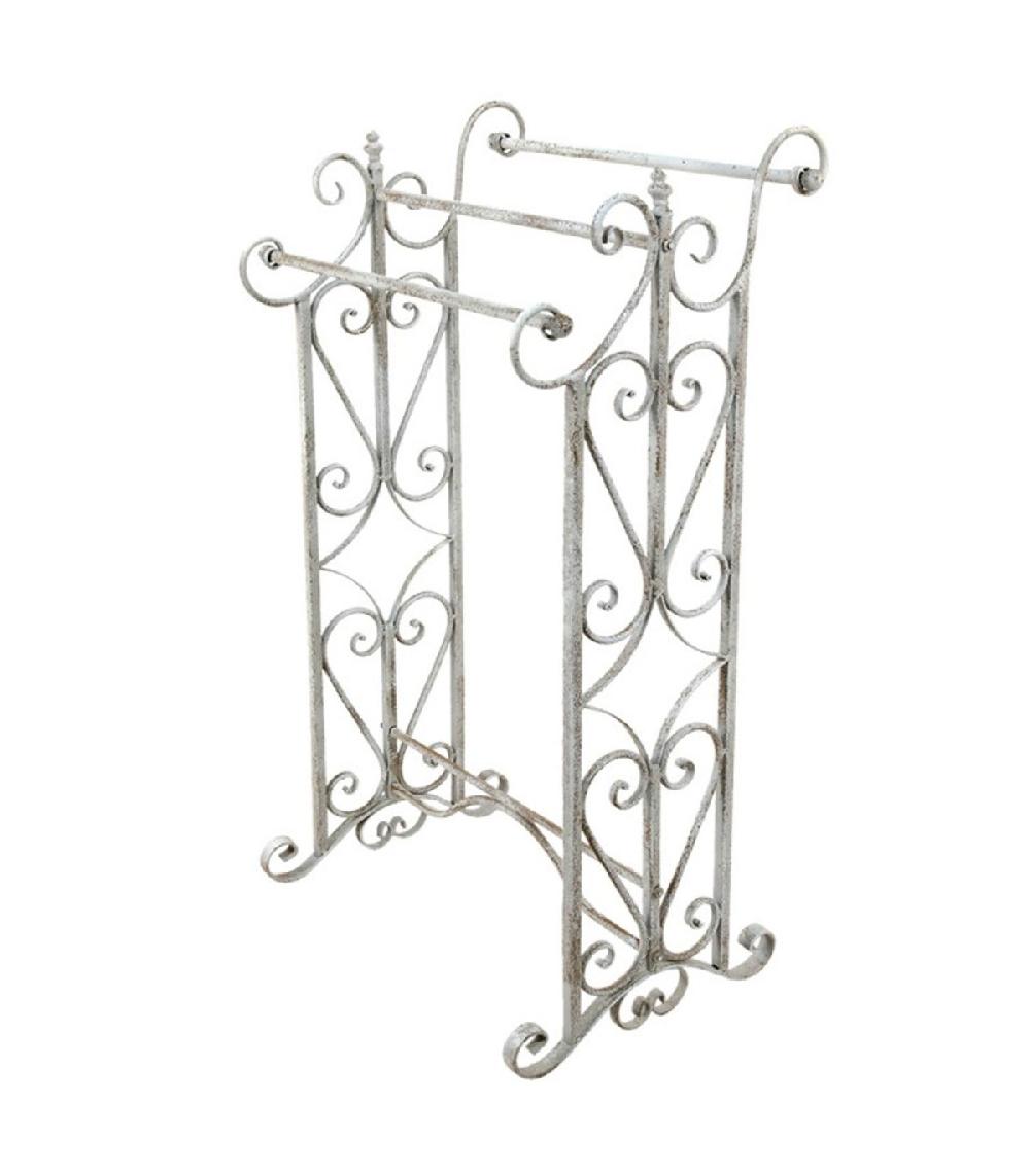 wadiga Porte serviette sur pied en métal blanc 48x36x89cm