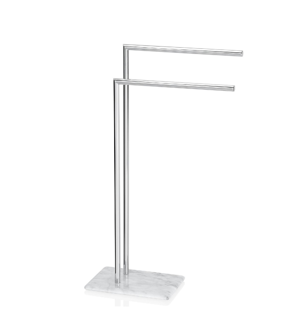 wadiga Porte Serviettes 2 Bras Inox et Base Marbre Blanc