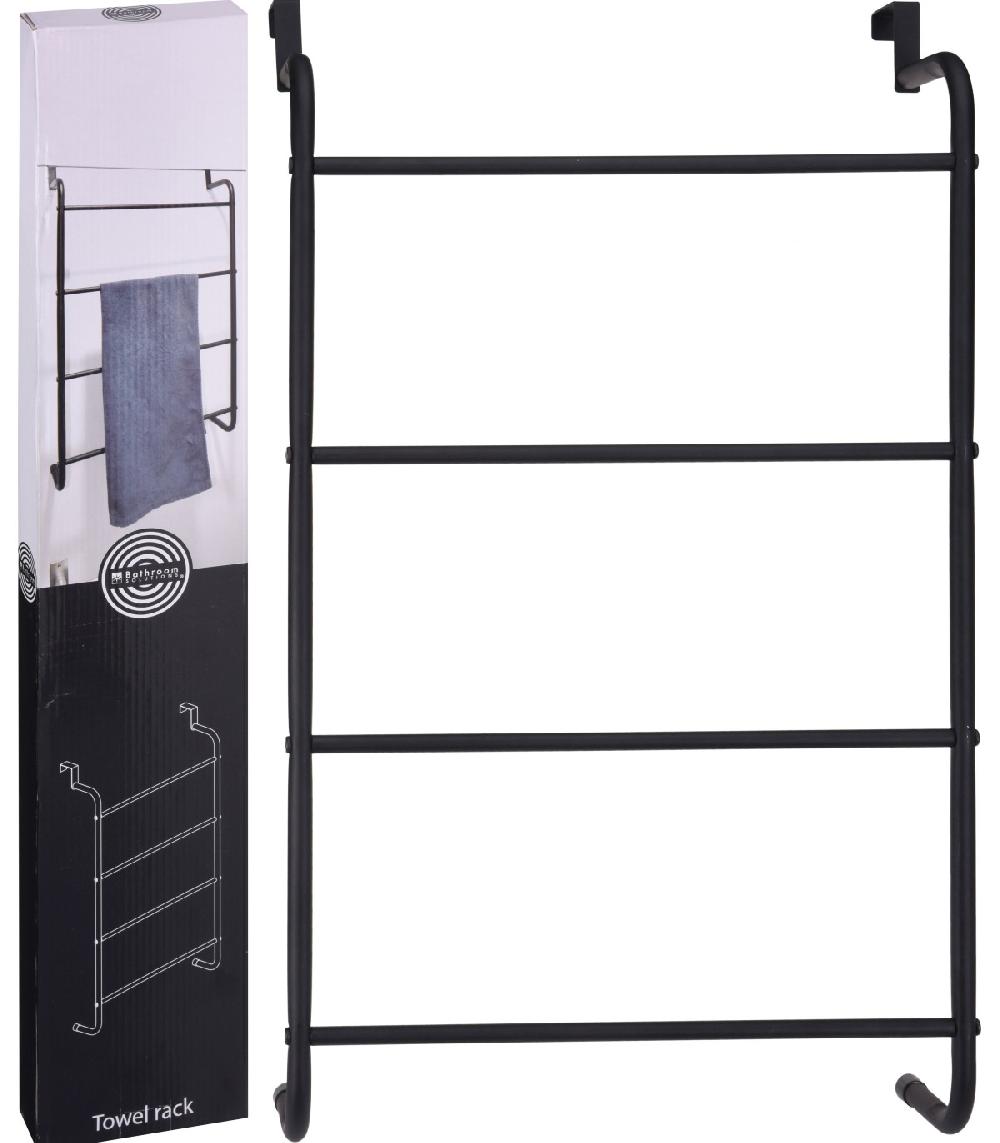 Wadiga Porte-Serviettes De Porte En Métal Noir 4 Barres