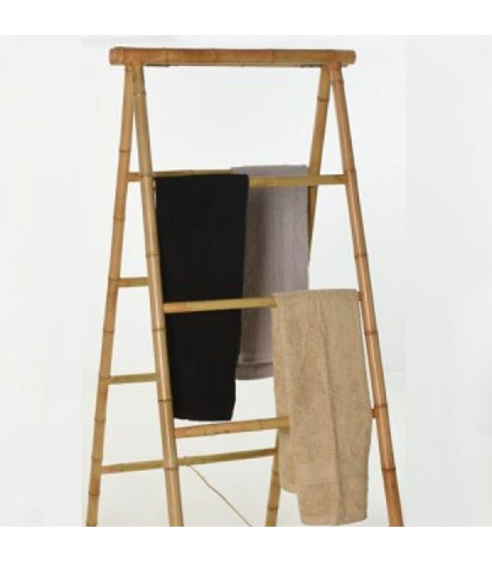 Wadiga Porte Serviettes échelle Double En Bambou Naturel 140x57x57cm