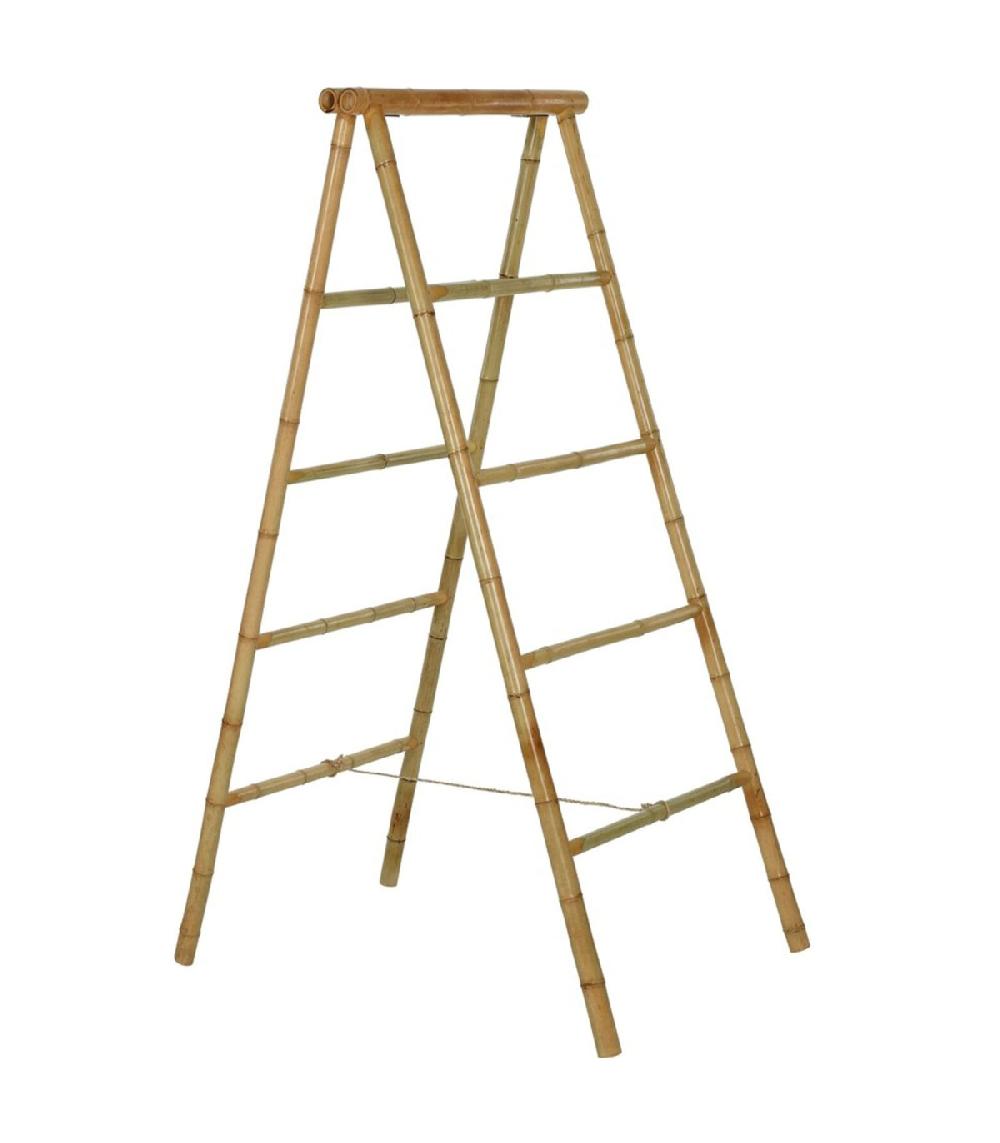 wadiga Porte serviettes échelle double en bambou naturel 140x57x57cm