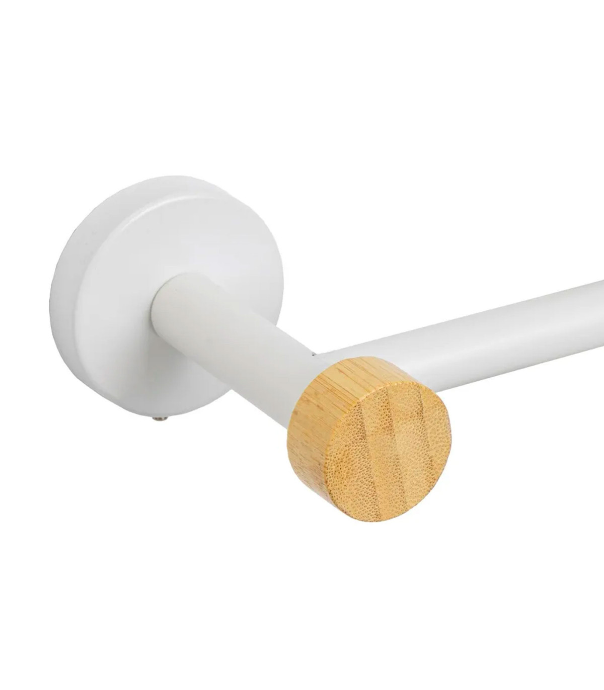 Wadiga Porte-serviettes Mural En Métal Blanc Et Bambou 65x10x5cm