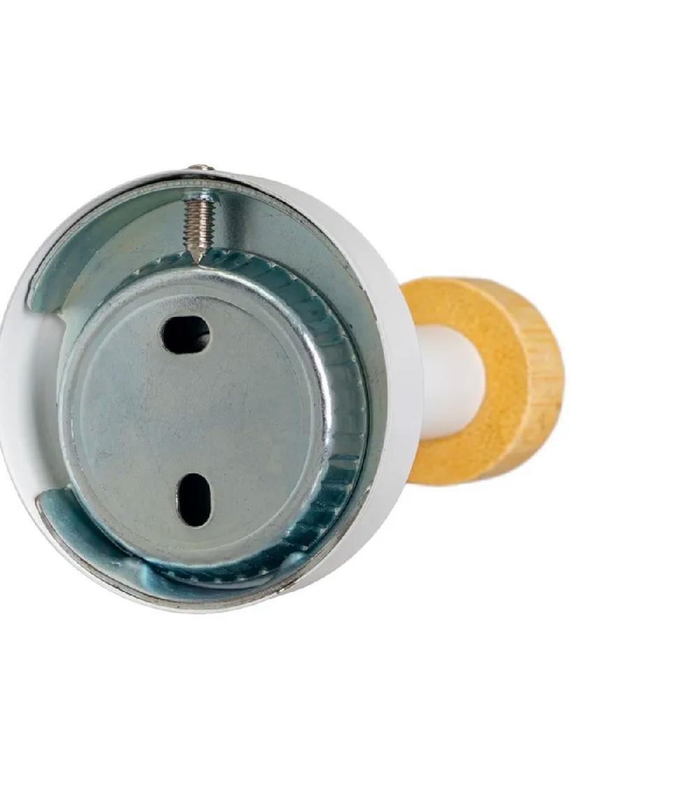 Wadiga Porte-serviettes Mural En Métal Blanc Et Bambou 65x10x5cm