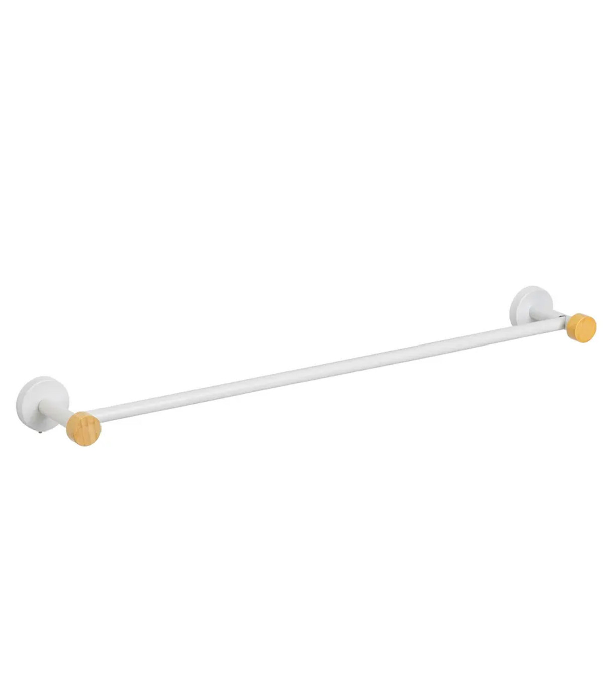 wadiga Porte-serviettes mural en métal blanc et bambou 65x10x5cm