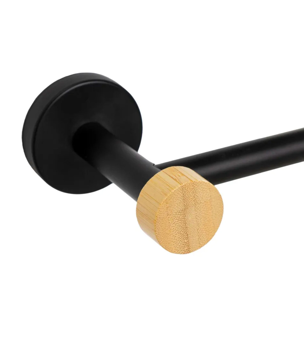 Wadiga Porte-serviettes Mural En Métal Noir Et Bambou 65x10x5cm