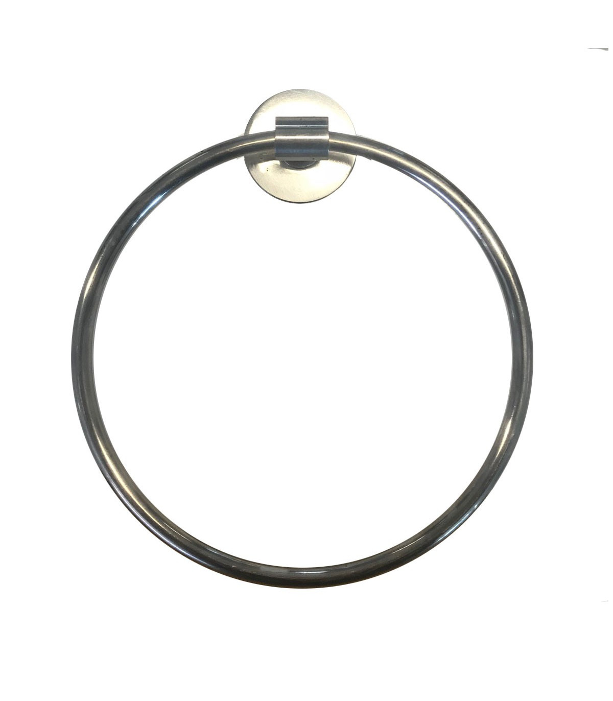 Wadiga Porte-Serviettes Mural Rond En Métal Argenté Patiné Nickel