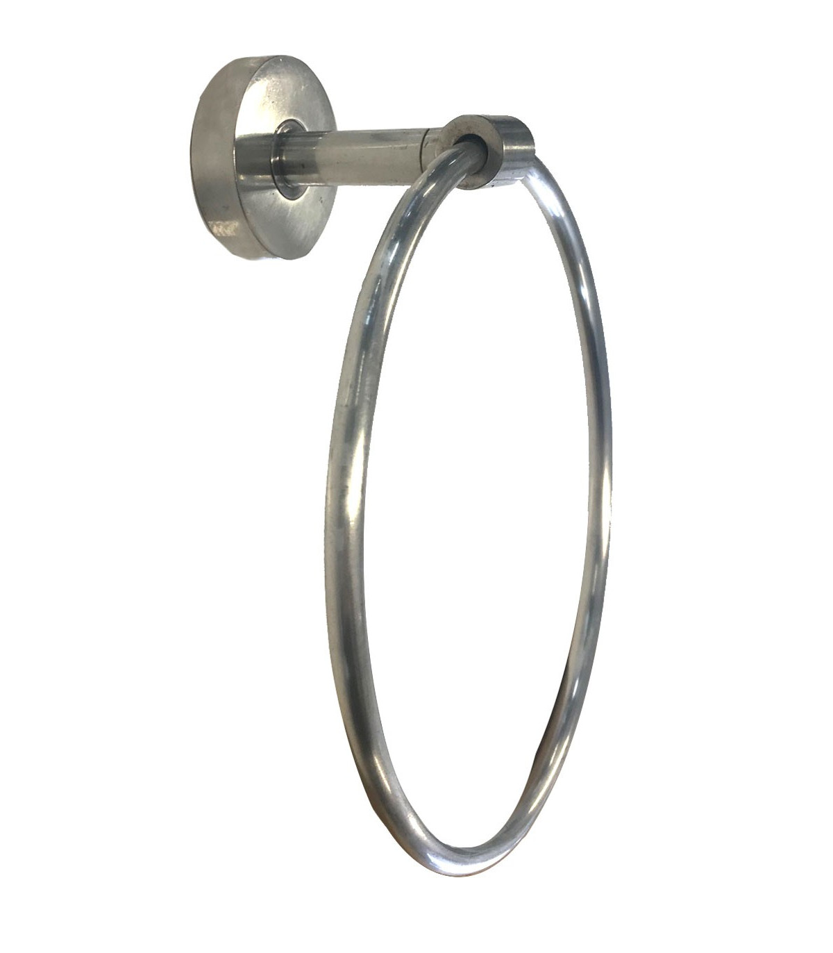 wadiga Porte-Serviettes Mural Rond en Métal Argenté Patiné Nickel