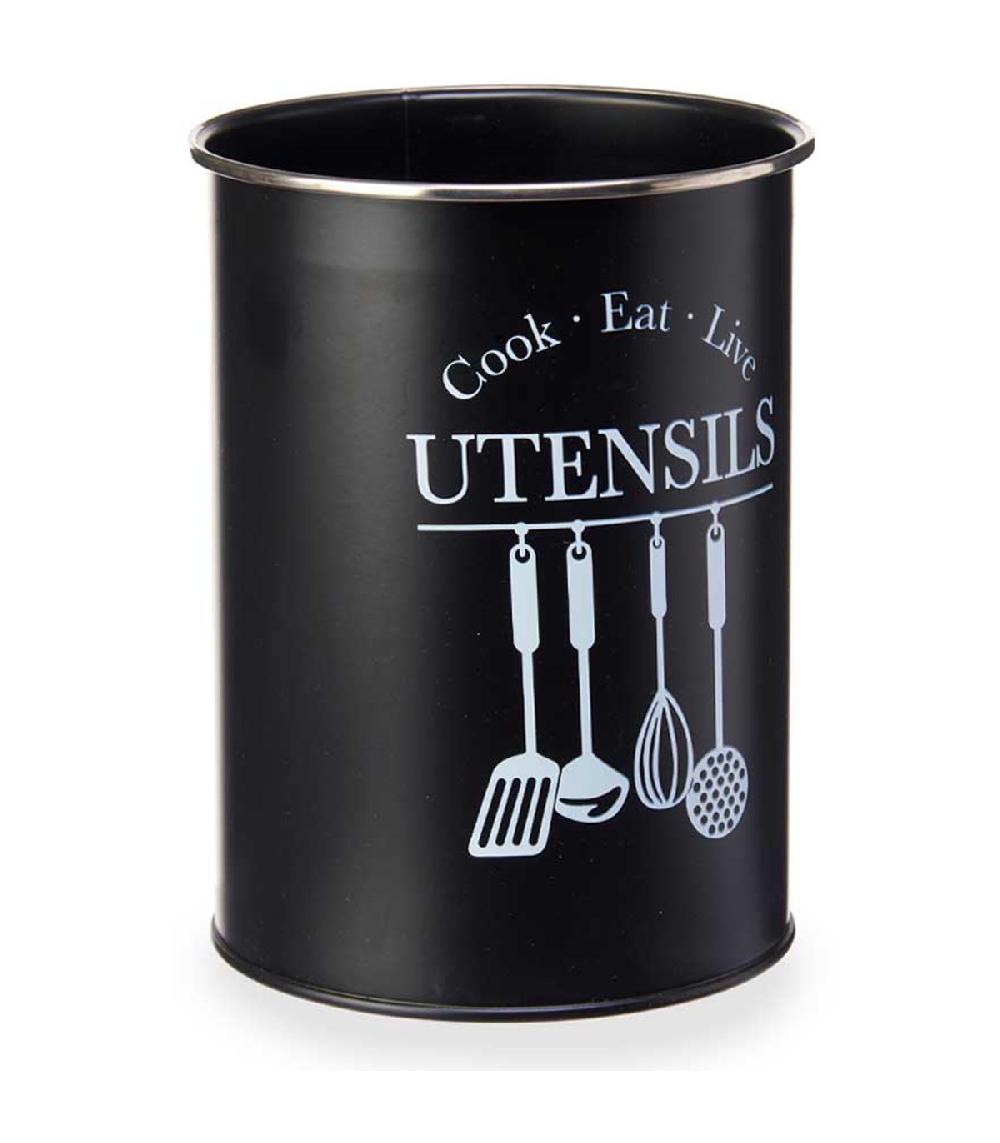 wadiga Porte ustensiles de cuisine rond en métal noir