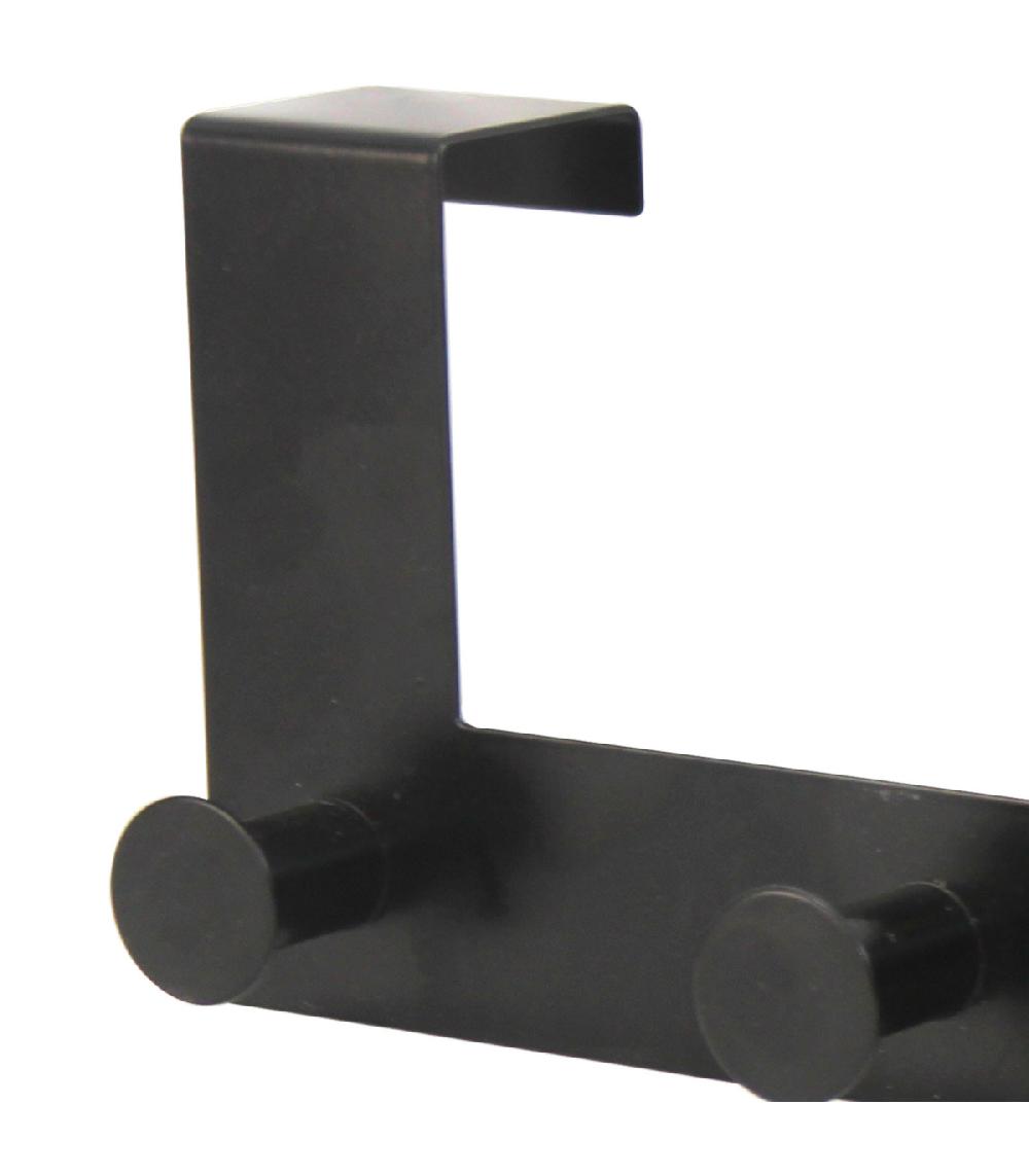 Wadiga Portemanteau De Porte 3 Crochets En Métal Noir 22x22x10cm