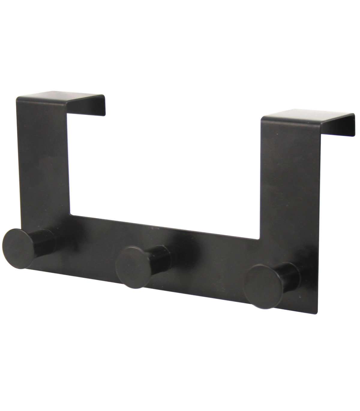 wadiga Portemanteau de porte 3 crochets en métal noir 22x22x10cm