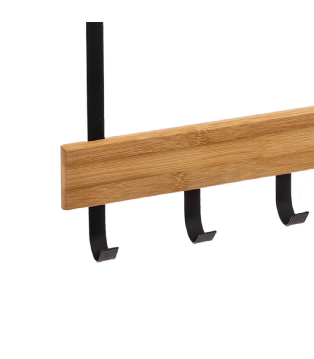 Wadiga Portemanteau De Porte En Bambou Et Métal Noir - 40x2x29.8cm