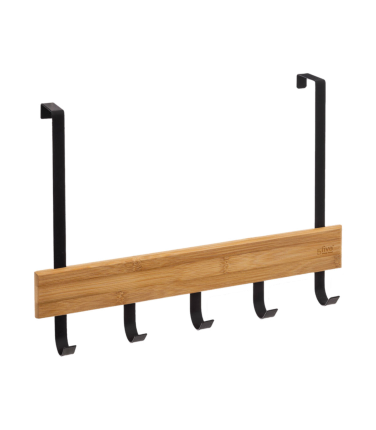 wadiga Portemanteau de porte en bambou et métal noir - 40x2x29.8cm