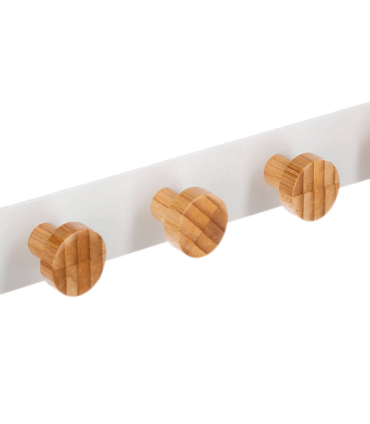 Wadiga Portemanteau De Porte En Métal Blanc Et Bambou - 33.3x8.2x20cm